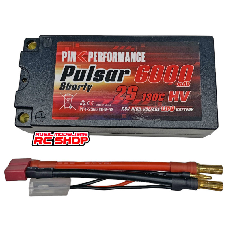 Lipo 7,4V 6000 mah 130C 2S shorty Pink Performance