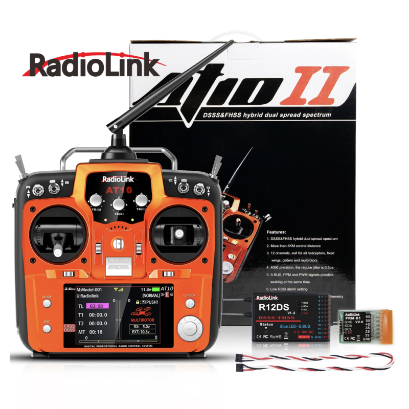 Radiocommande 12 VOIES AT10II +R12DS+PRM-01 Radiolink